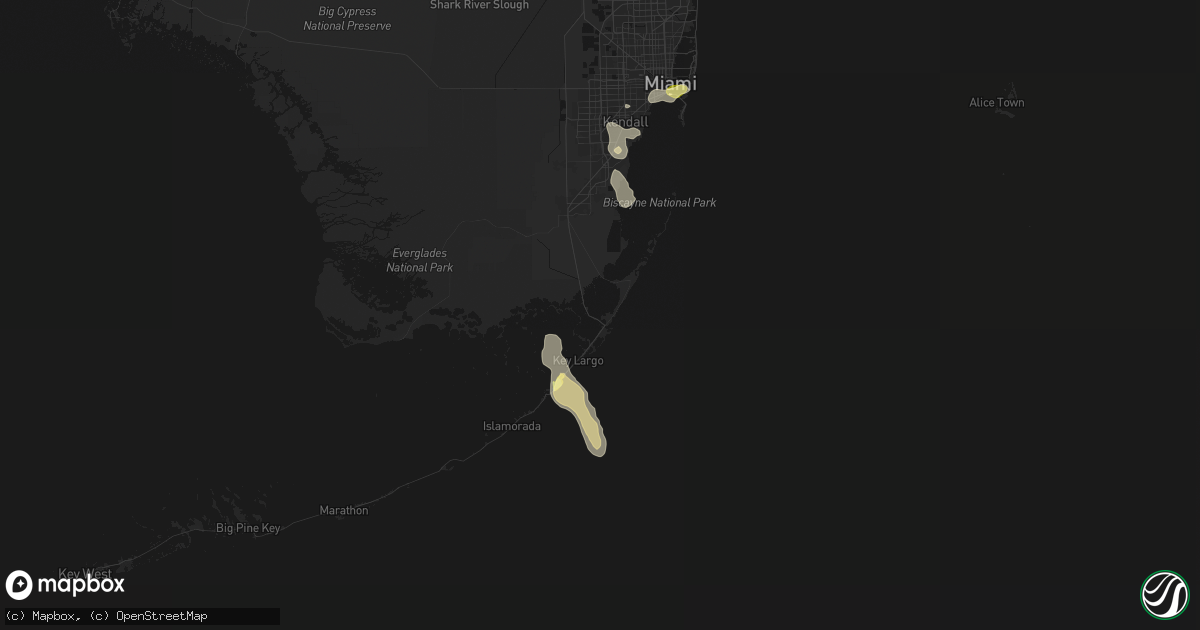 Hail map in Key Largo, FL on March 1, 2026