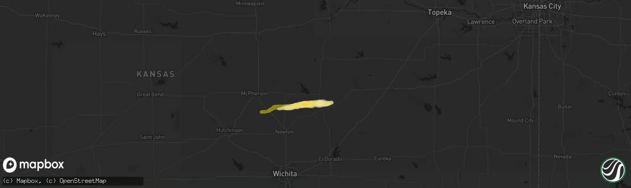 Hail map in Marion, KS on March 1, 2026