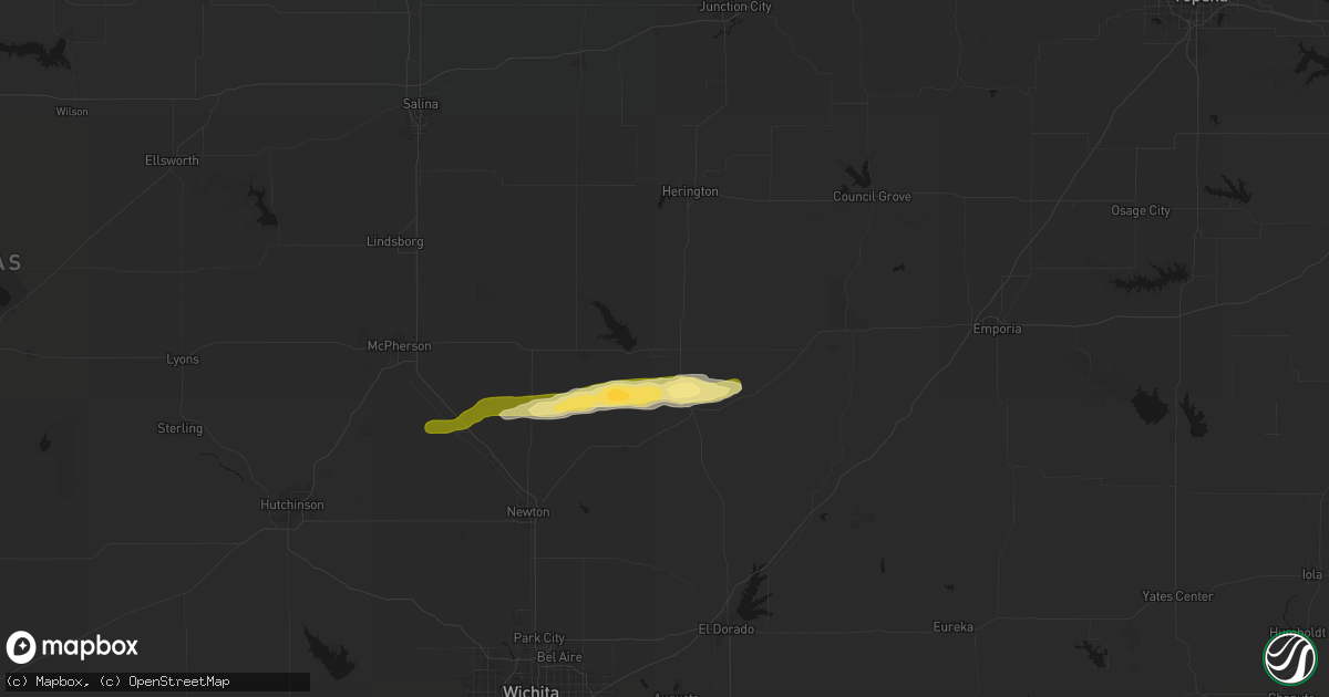 Hail map in Marion, KS on March 1, 2026