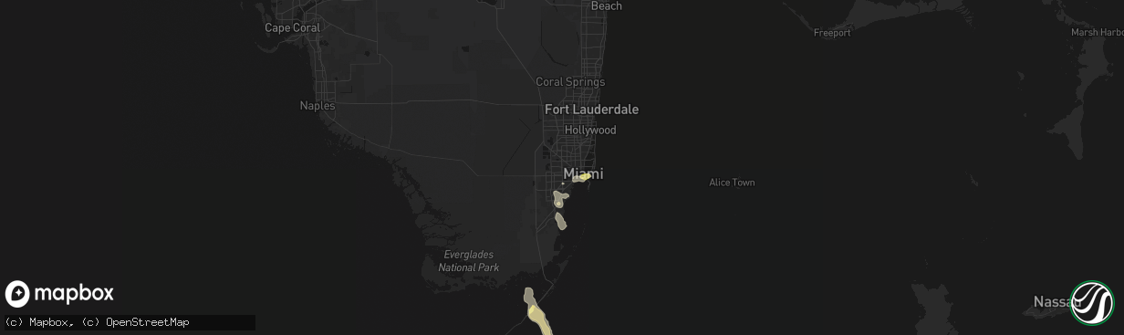 Hail map in Miami, FL on March 1, 2026