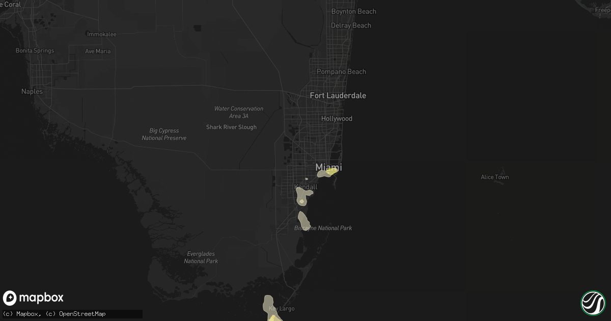 Hail map in Miami, FL on March 1, 2026