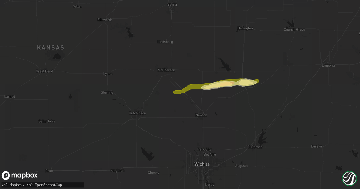 Hail map in Moundridge, KS on March 1, 2026