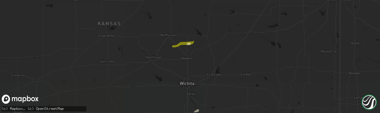 Hail map in Newton, KS on March 1, 2026