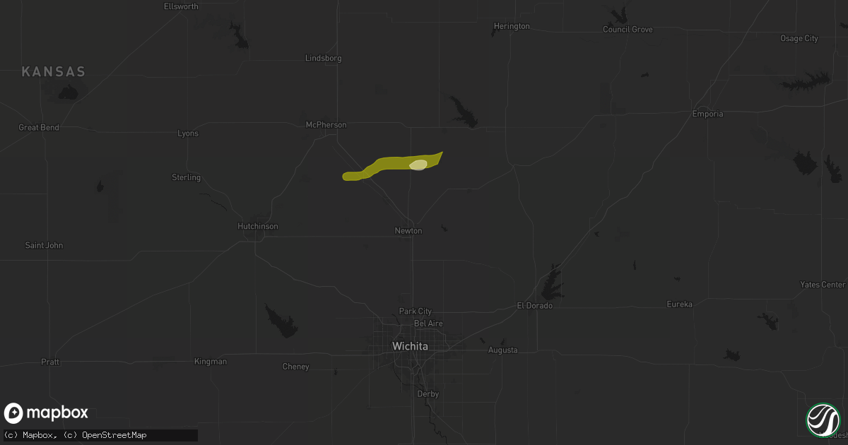 Hail map in Newton, KS on March 1, 2026