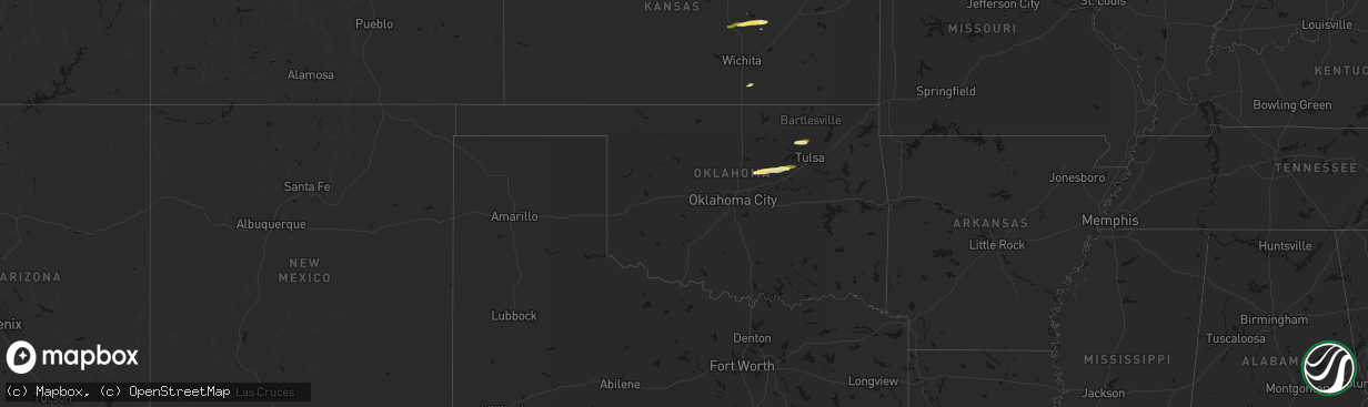 Hail map in Oklahoma on March 1, 2026