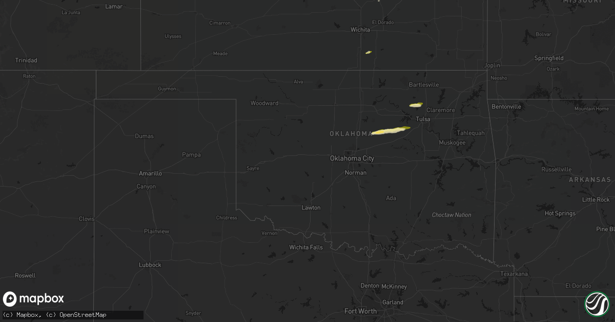 Hail map in Oklahoma on March 1, 2026