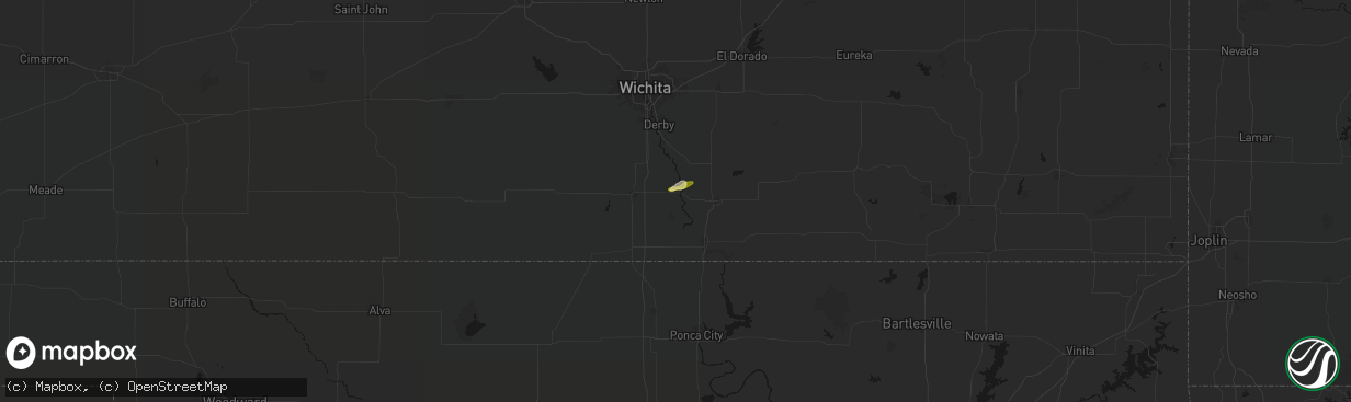 Hail map in Oxford, KS on March 1, 2026