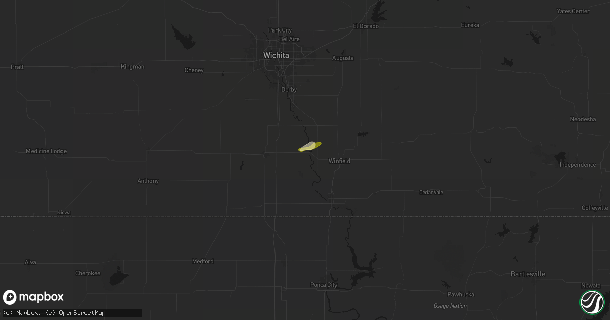 Hail map in Oxford, KS on March 1, 2026