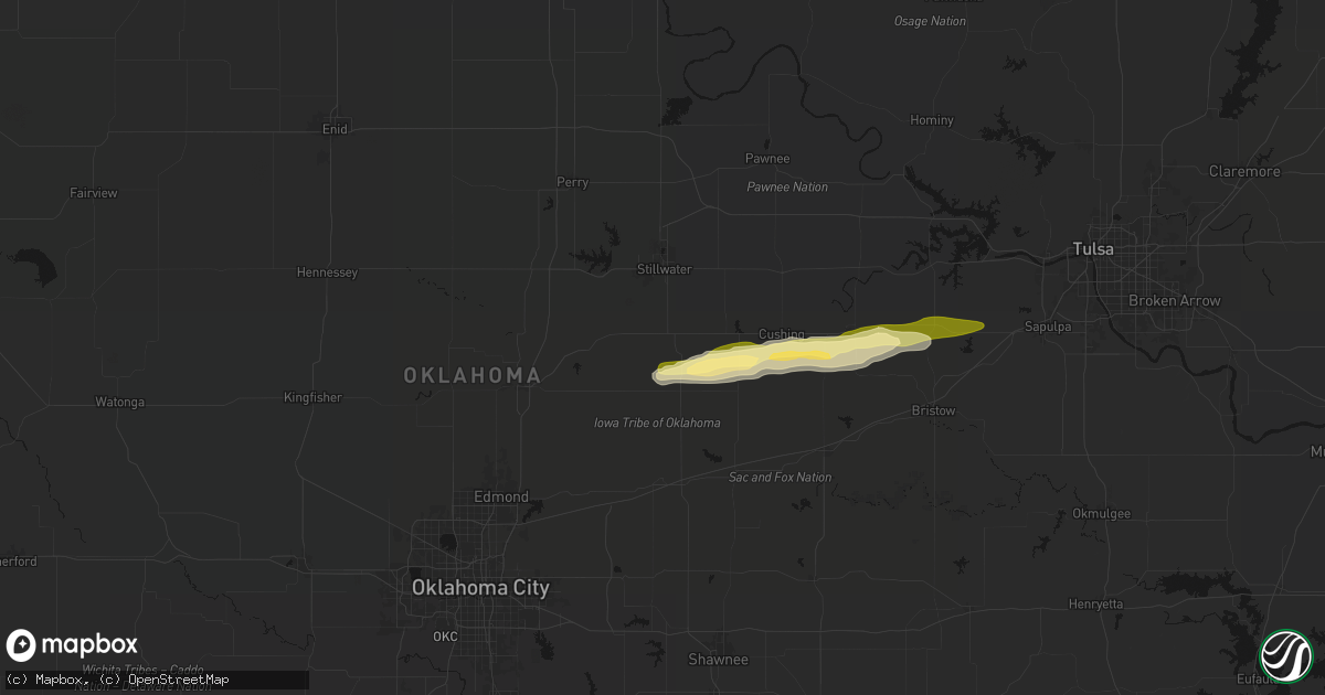 Hail map in Perkins, OK on March 1, 2026