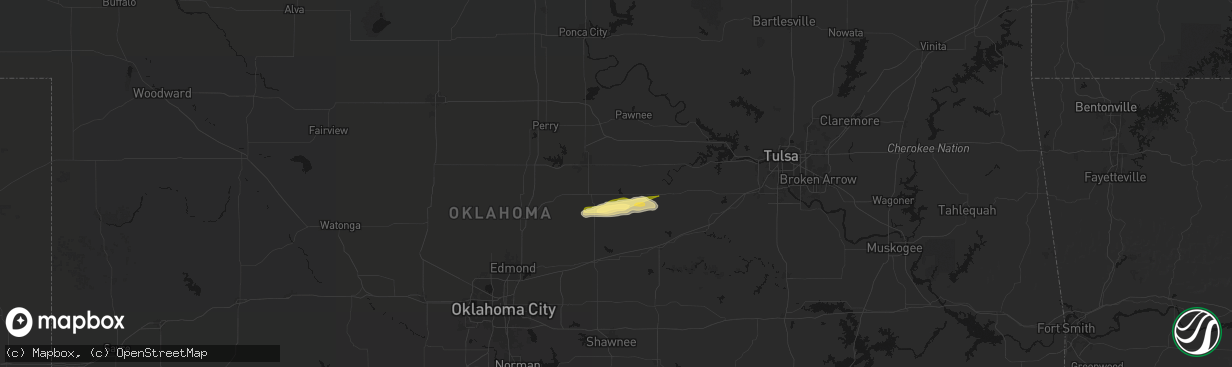 Hail map in Ripley, OK on March 1, 2026