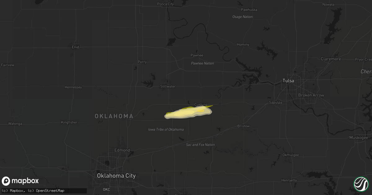 Hail map in Ripley, OK on March 1, 2026