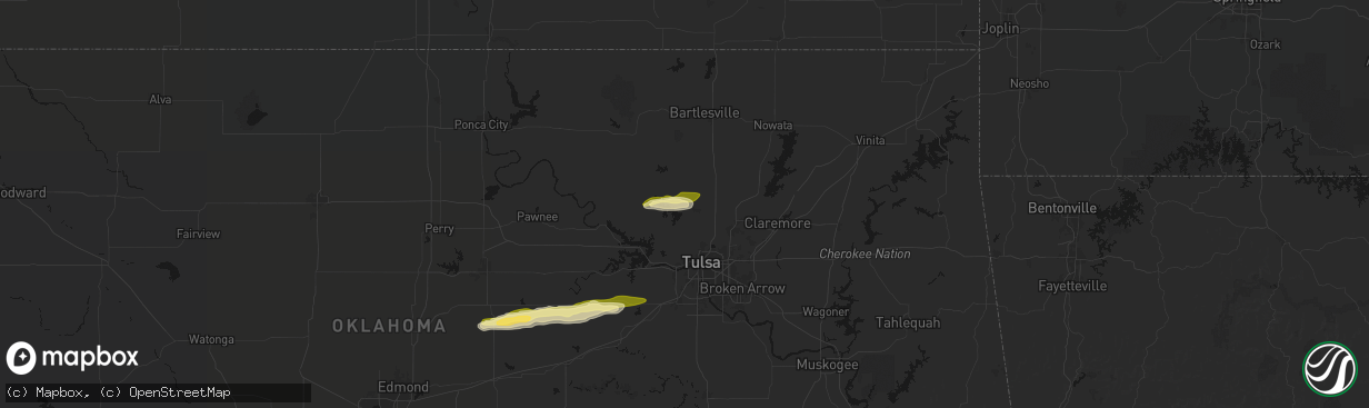 Hail map in Skiatook, OK on March 1, 2026