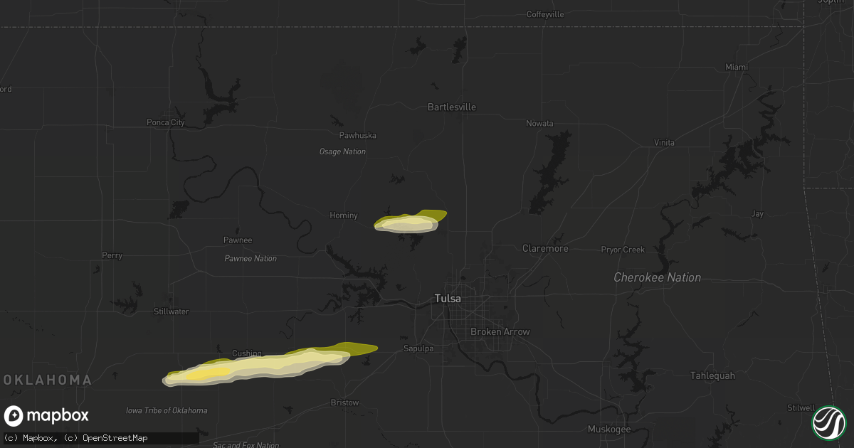 Hail map in Skiatook, OK on March 1, 2026