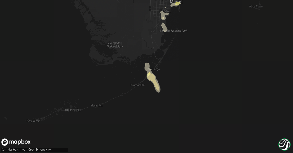 Hail map in Tavernier, FL on March 1, 2026