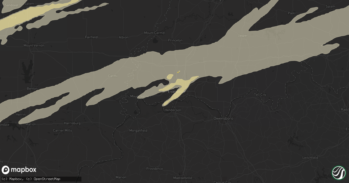 Hail map in Evansville, IN on March 2, 2012