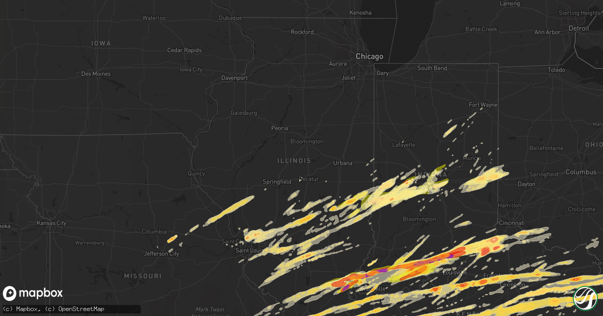 Hail map in Illinois on March 2, 2012