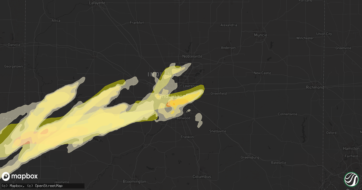 Hail map in Indianapolis, IN on March 2, 2012