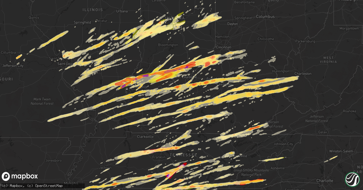 Hail map in Kentucky on March 2, 2012