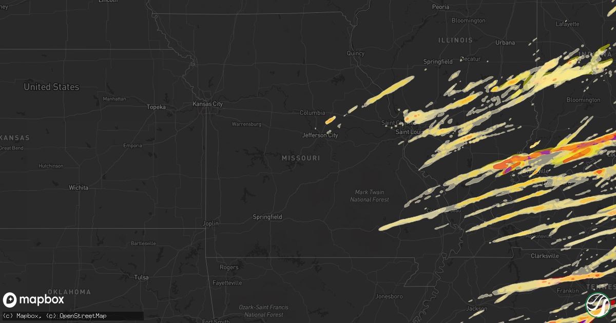 Hail map in Missouri on March 2, 2012