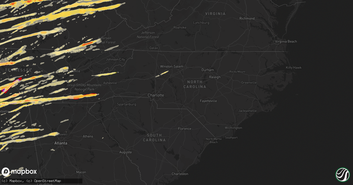 Hail map in North Carolina on March 2, 2012