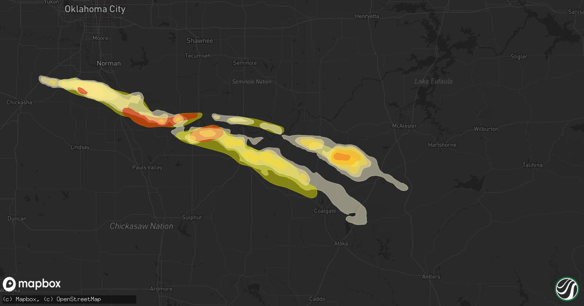 Hail map in Allen, OK on March 2, 2016