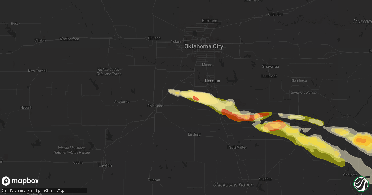 Hail map in Blanchard, OK on March 2, 2016