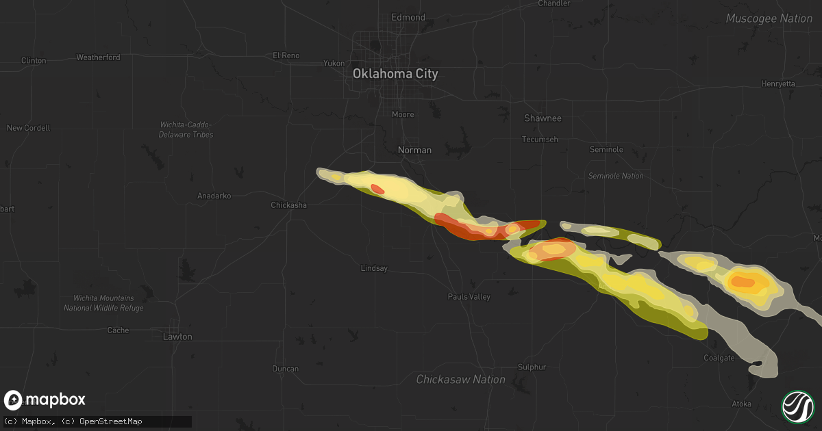 Hail map in Purcell, OK on March 2, 2016
