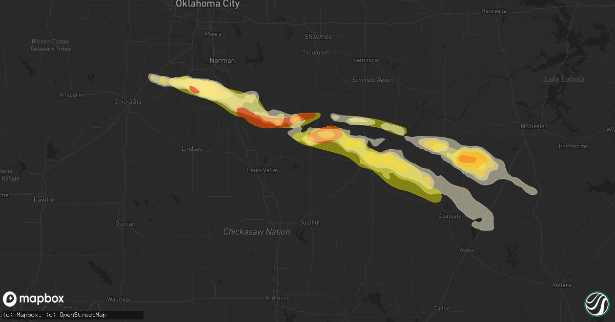 Hail map in Stratford, OK on March 2, 2016