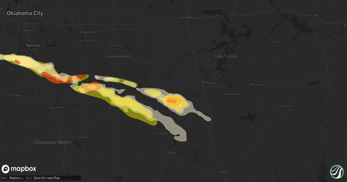 Hail map in Stuart, OK on March 2, 2016