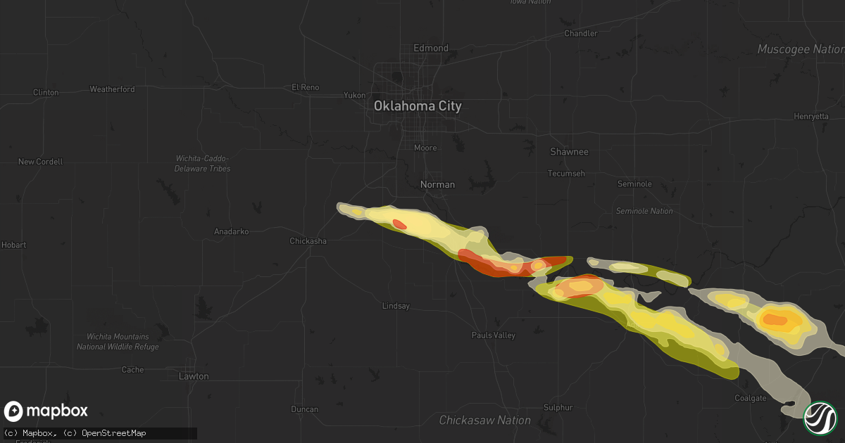 Hail map in Washington, OK on March 2, 2016