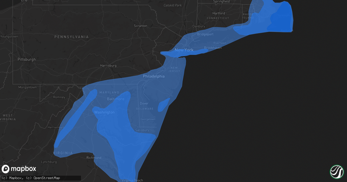 Hail map in Maryland on March 2, 2018