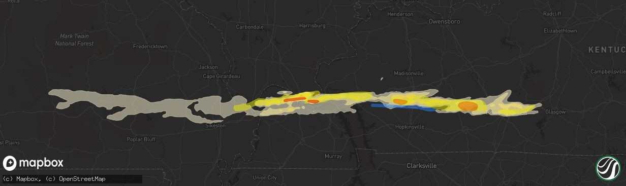 Hail map in Brookport, IL on March 2, 2020