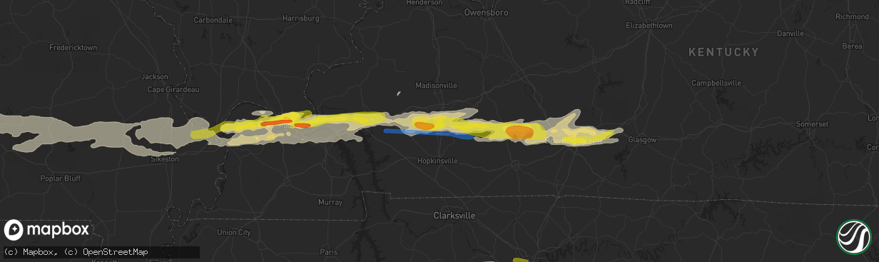 Hail map in Crofton, KY on March 2, 2020