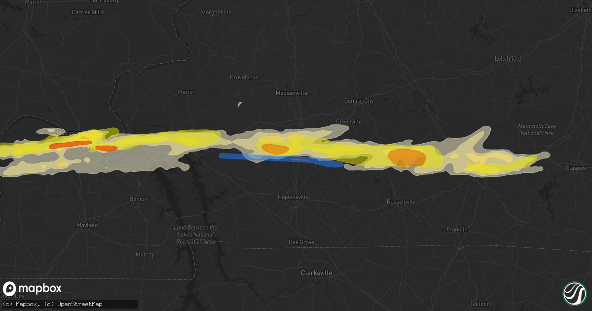 Hail map in Crofton, KY on March 2, 2020