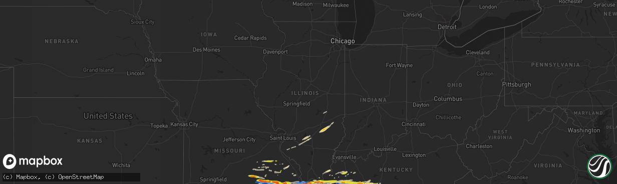 Hail map in Illinois on March 2, 2020