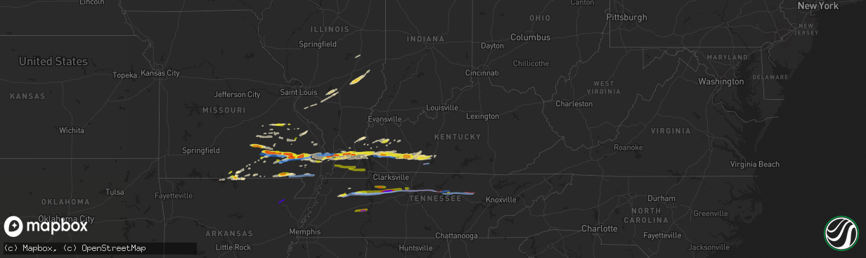 Hail map in Kentucky on March 2, 2020