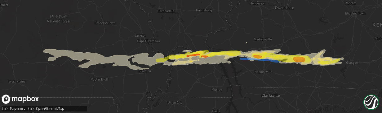 Hail map in West Paducah, KY on March 2, 2020