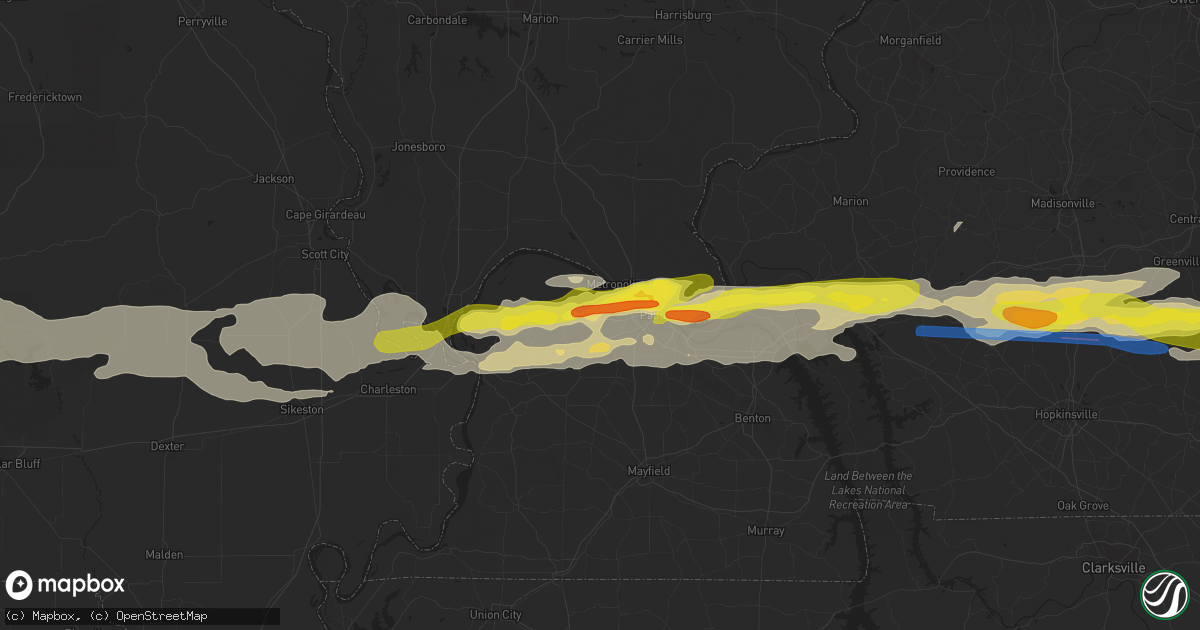 Hail map in West Paducah, KY on March 2, 2020