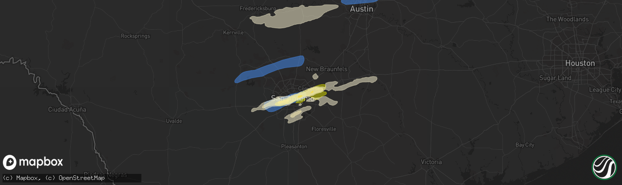 Hail map in Converse, TX on March 2, 2023