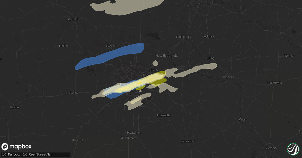 Hail map in Converse, TX on March 2, 2023