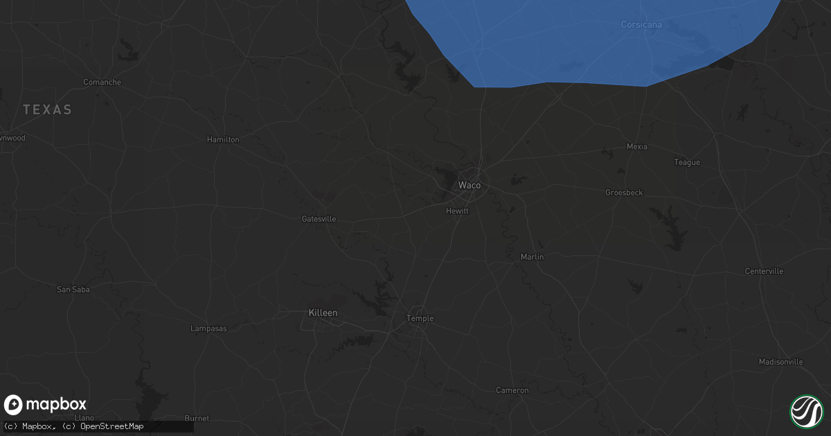 Hail map in Dallas, TX on March 2, 2023