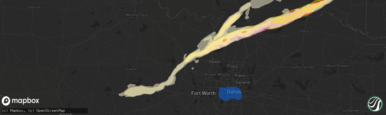 Hail map in Decatur, TX on March 2, 2023