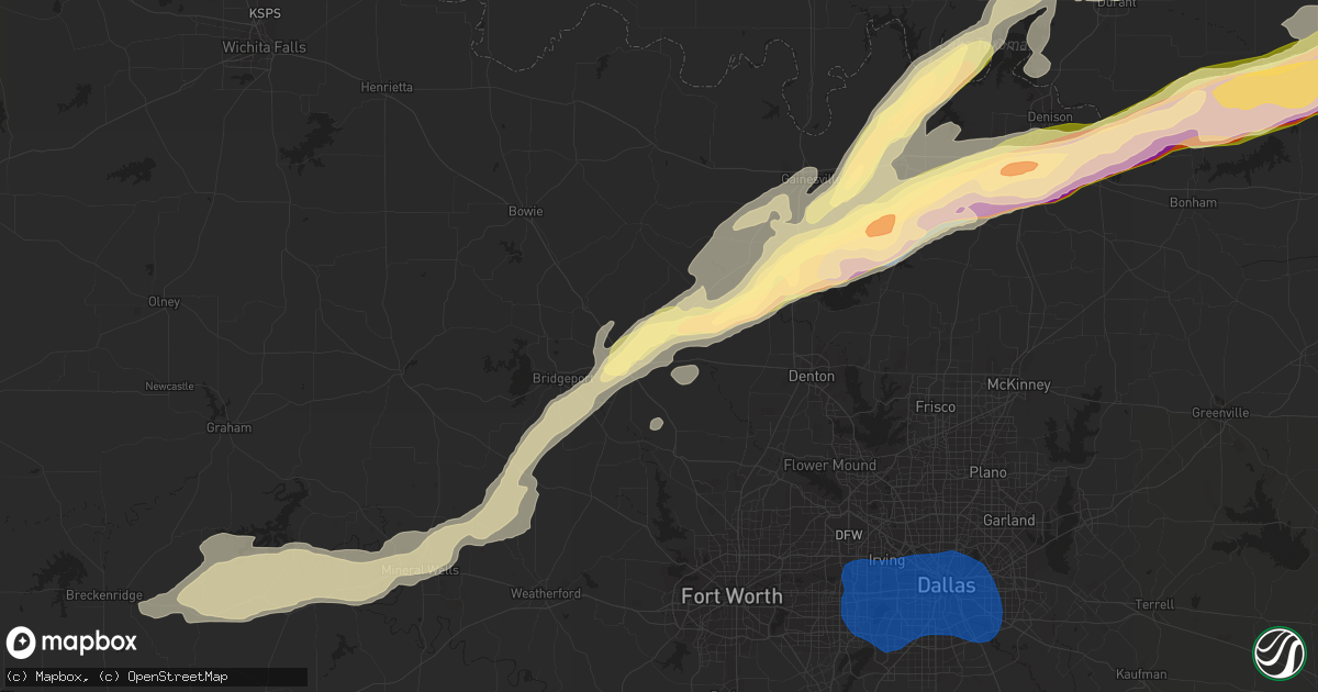 Hail map in Decatur, TX on March 2, 2023