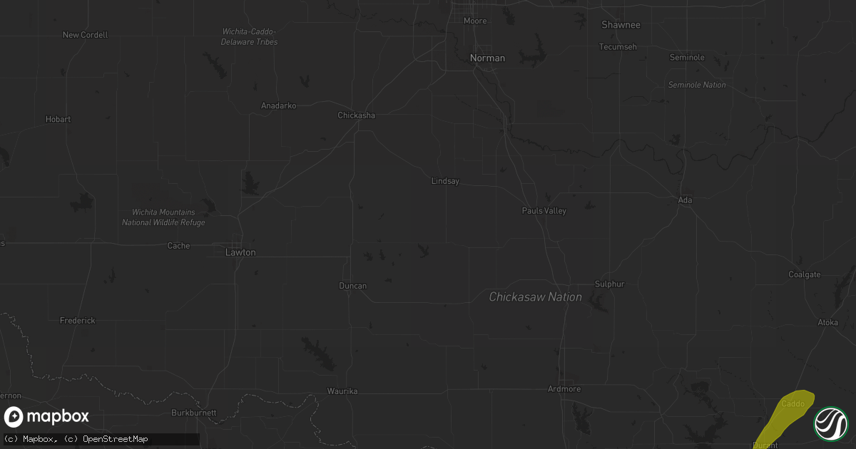 Hail map in Durant, OK on March 2, 2023