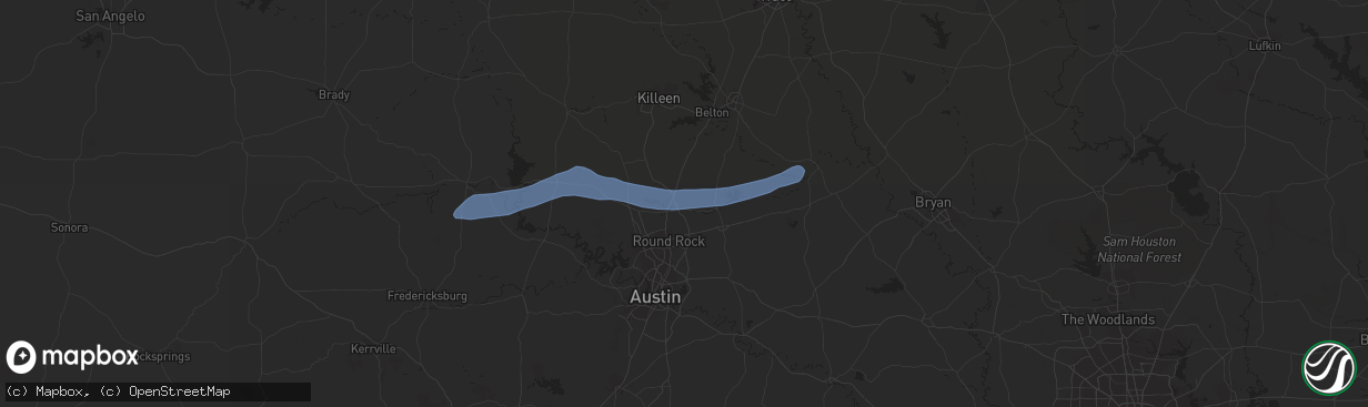 Hail map in Georgetown, TX on March 2, 2023