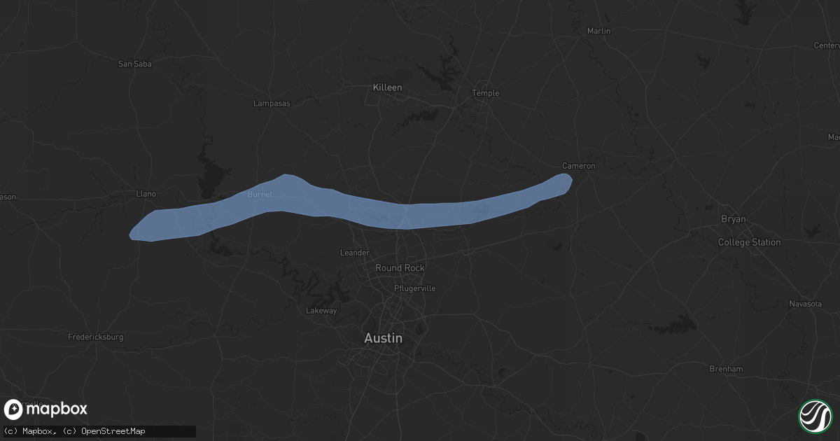 Hail map in Georgetown, TX on March 2, 2023