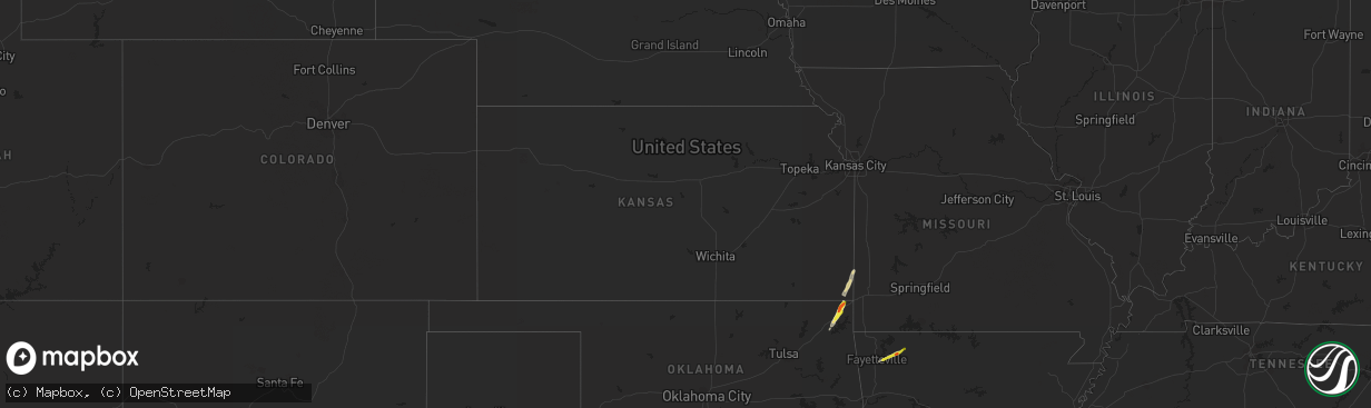 Hail map in Kansas on March 2, 2023