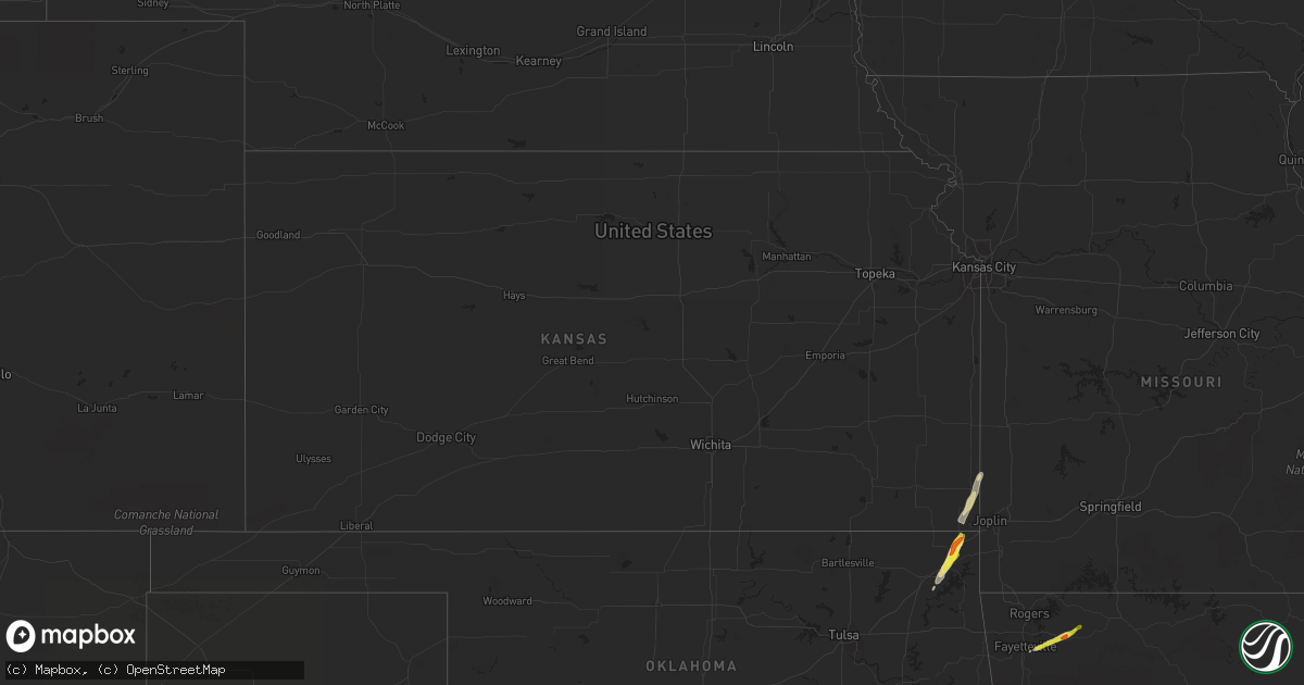 Hail map in Kansas on March 2, 2023