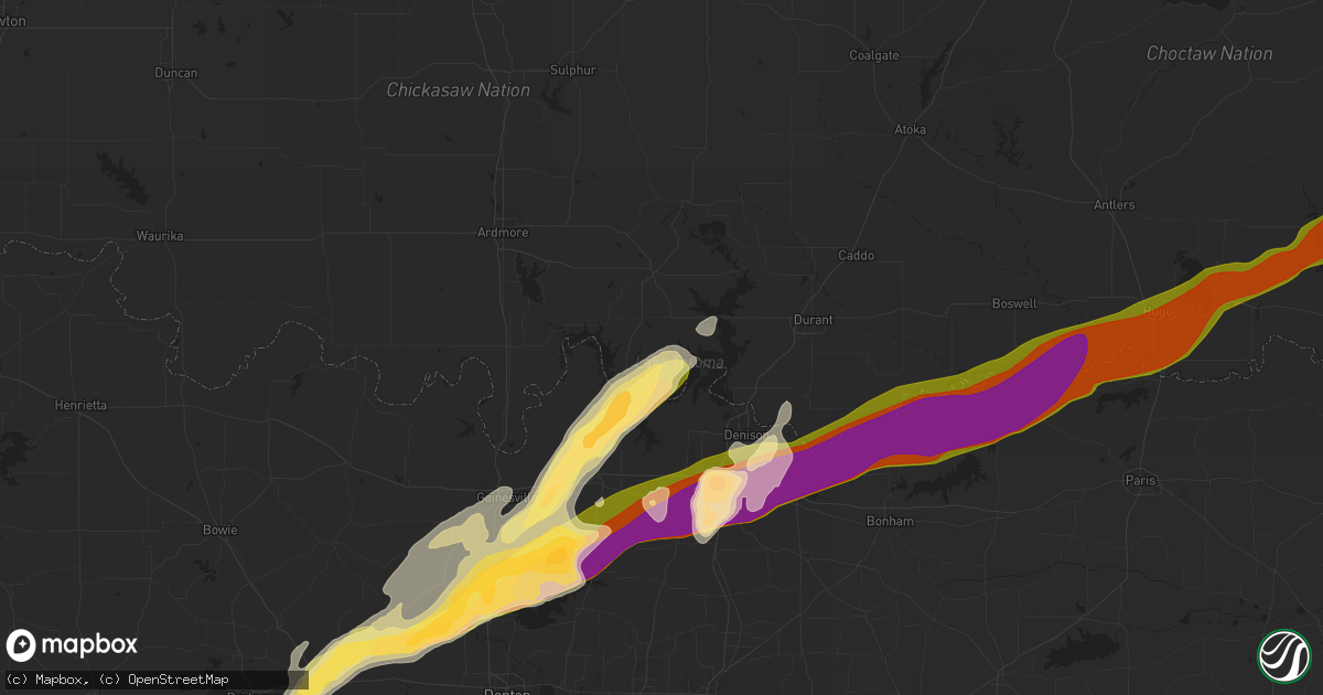 Hail map in Kingston, OK on March 2, 2023
