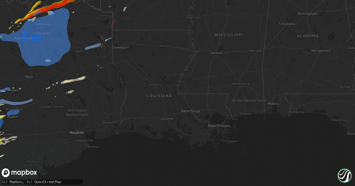 Hail map in Louisiana on March 2, 2023